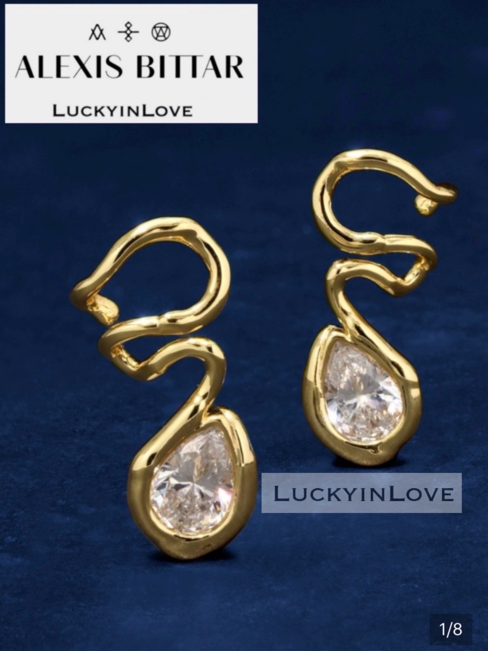 ALEXIS BITTAR • Asterales Floating Teardrop CZ Vine Post Earring- Gold